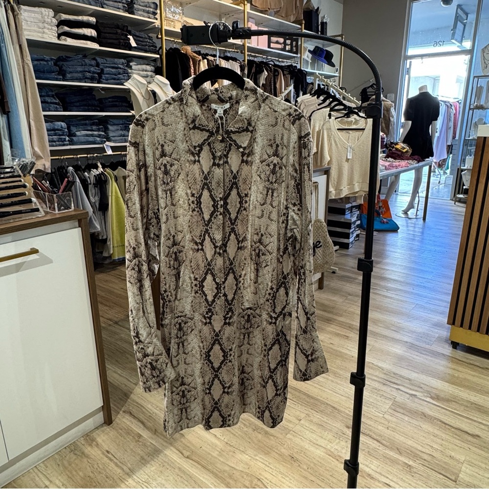 Pistola Beige Snake Print Button Down Shirt